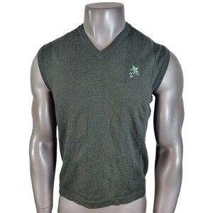 Como Sport Dark Green Wool Vest Mens Large Golf Logo